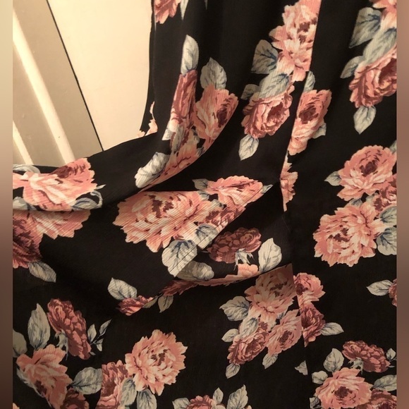 NWT Lily Rose (Kohl’s) M Chiffon Black Pink Floral Maxi with B… - Picture 4 of 4